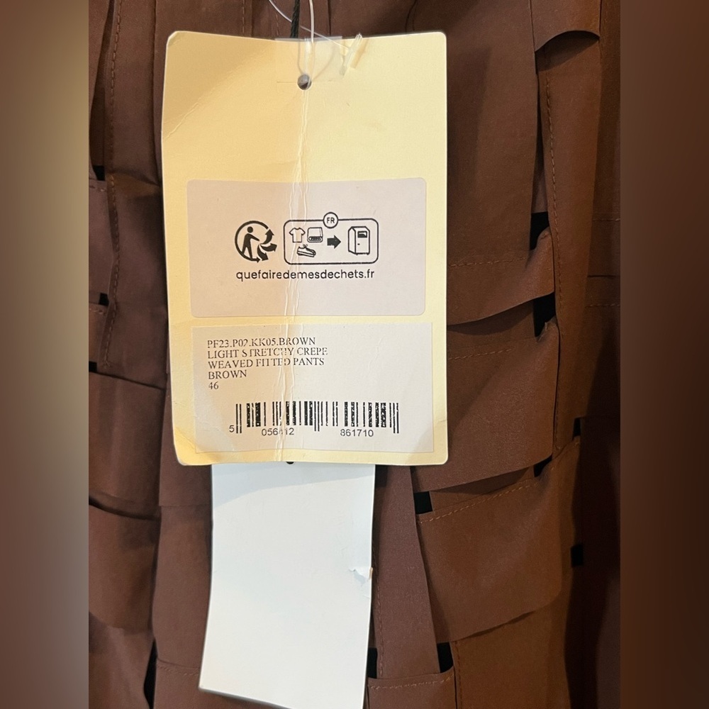A.W.A.K.E. MODE Brown Architectural Flare Pants FR 46 US 12 NWT - Picture 6 of 13